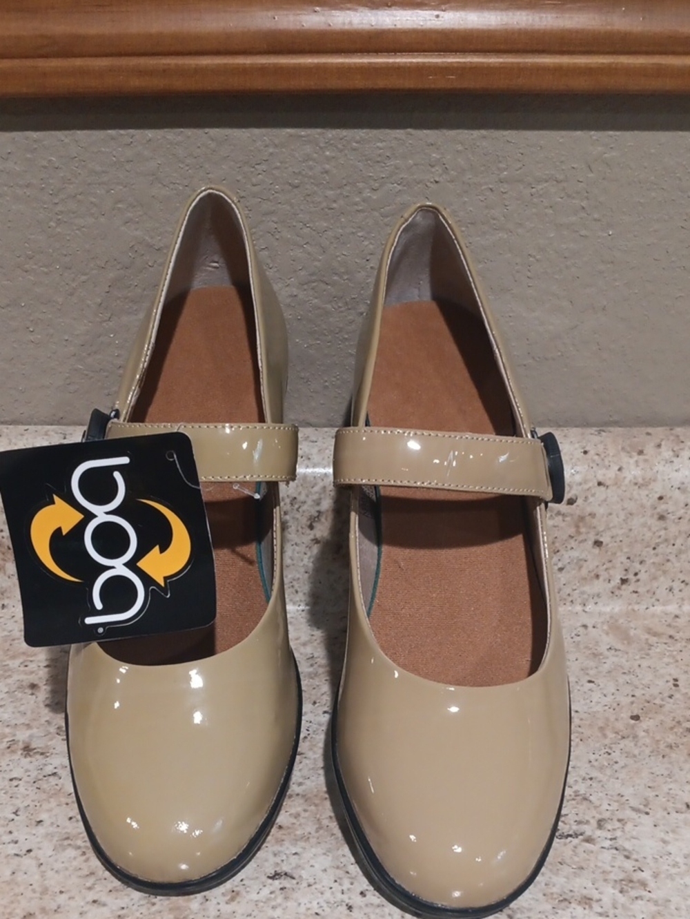 Dr. Comfort Beige Patent Mary Jane  with Strap